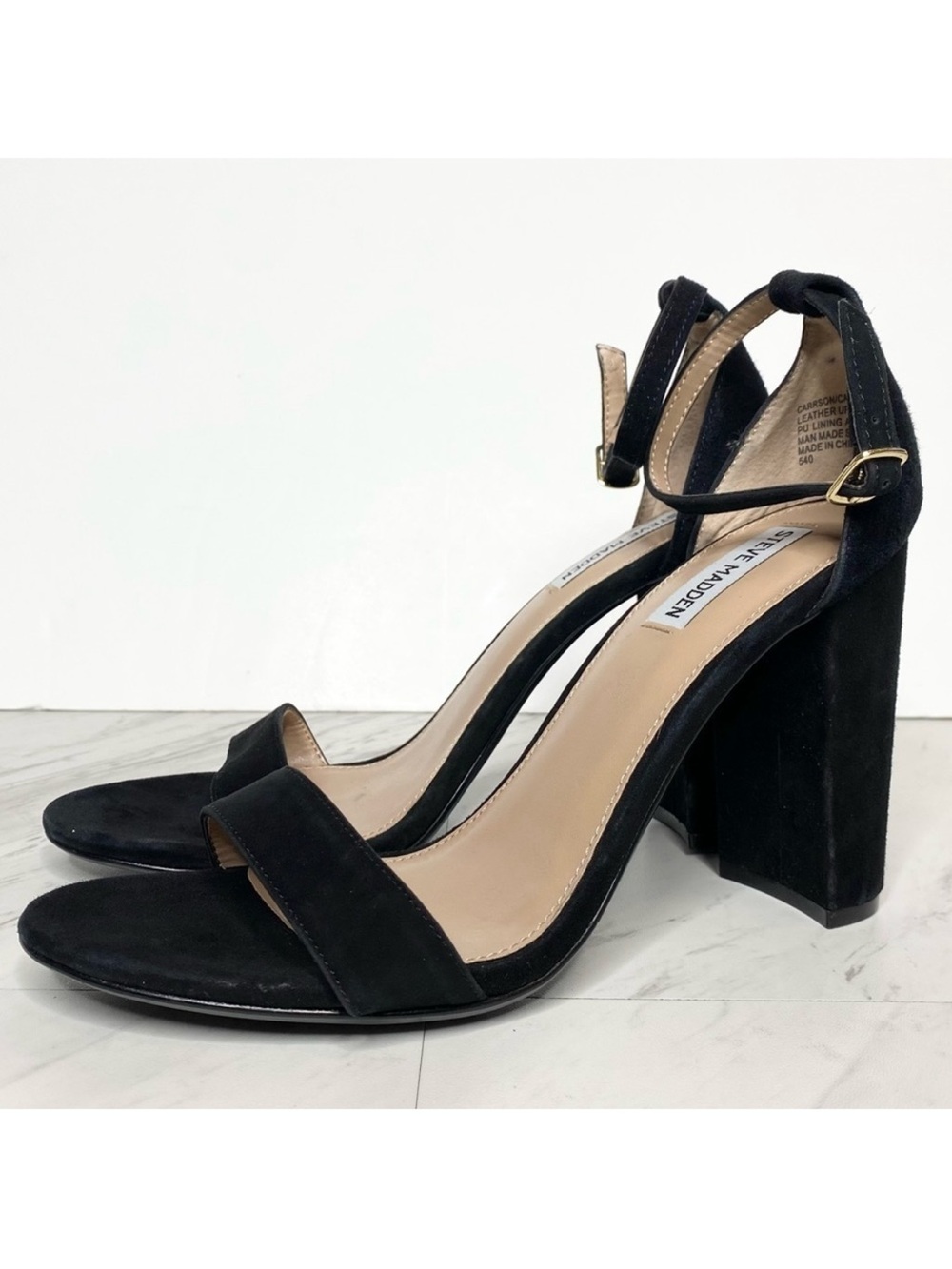 Steve Madden Carrson Black Suede Block Heel Sandal 11M